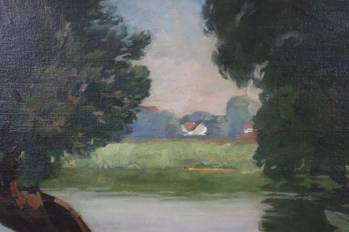 Young Bathers At The River Oil On Canvas Signed Otto Graf (1882-1950)-photo-4
