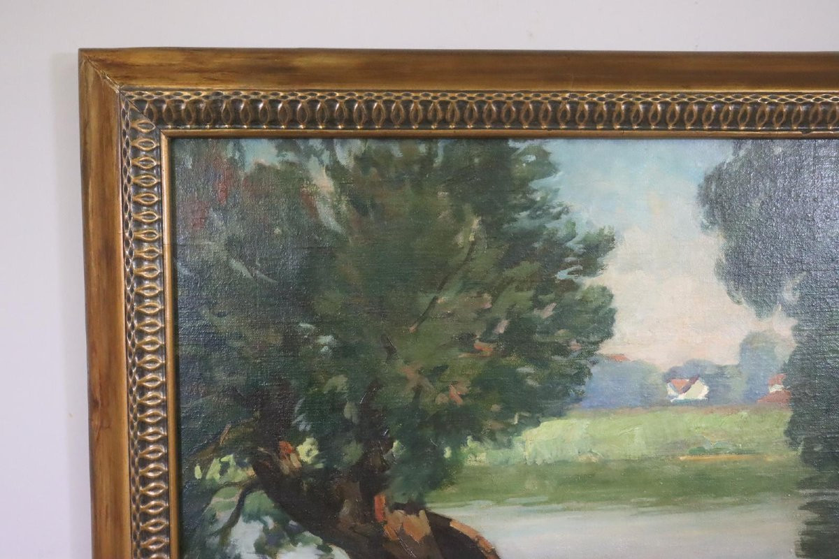 Young Bathers At The River Oil On Canvas Signed Otto Graf (1882-1950)-photo-7
