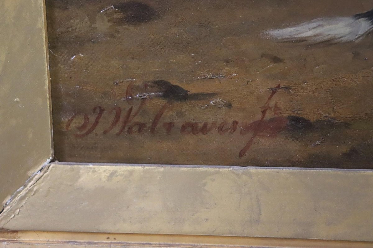 "le Petit Bonheur Familial" Huile Sur Toile Signée Jan Walraven (*1827)-photo-3