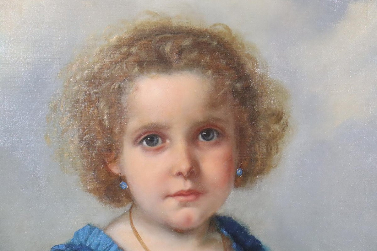 Portrait d'Une Jeune Fille, Portrait De Noblesse 126x112cm Peinture à l'Huile Vers 1850-photo-3