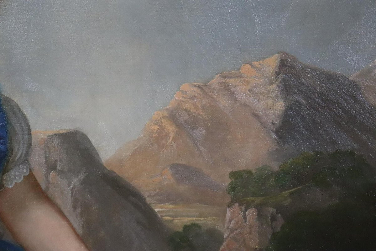 Portrait d'Une Jeune Fille, Portrait De Noblesse 126x112cm Peinture à l'Huile Vers 1850-photo-8