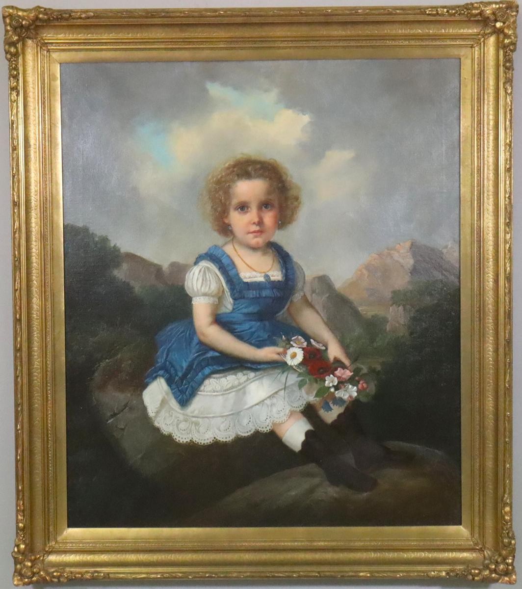 Portrait d'Une Jeune Fille, Portrait De Noblesse 126x112cm Peinture à l'Huile Vers 1850