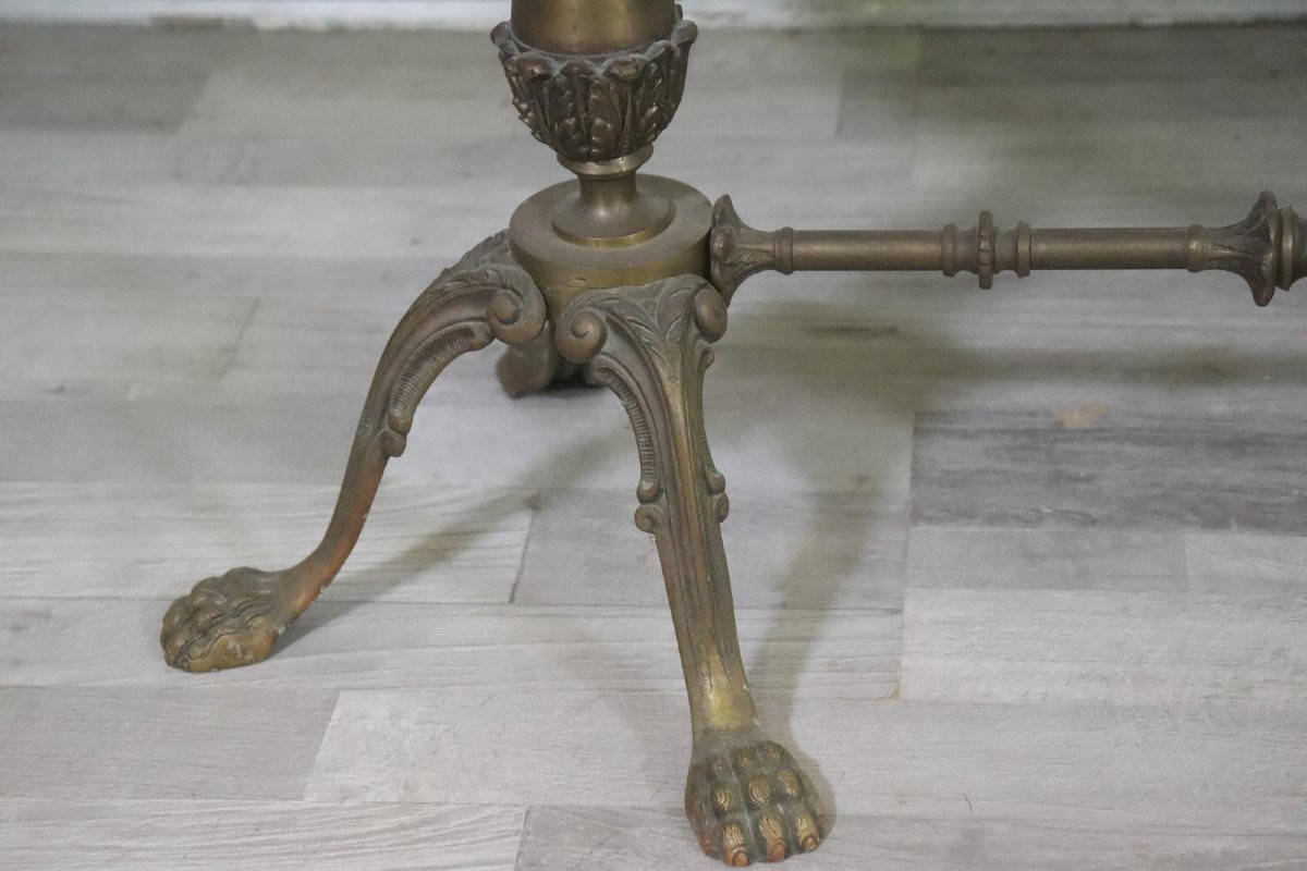 Children's Garden Side Table Bronze Frame With Marble Top Circa 1900-photo-1