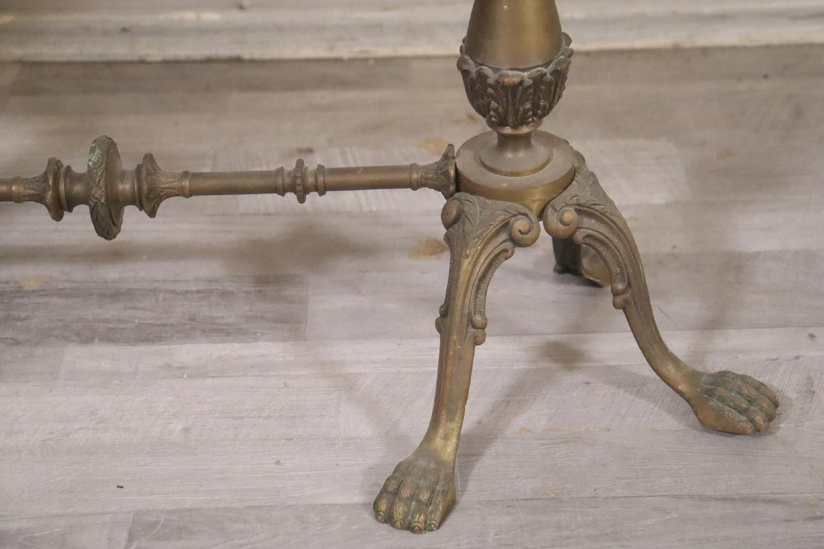 Children's Garden Side Table Bronze Frame With Marble Top Circa 1900-photo-2