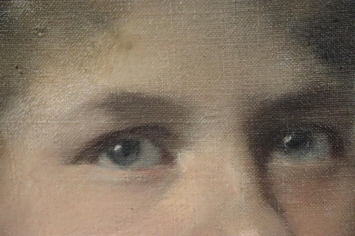 Portrait Of A Young Woman, Oil Painting In A Carved Frame Circa 1890-photo-2