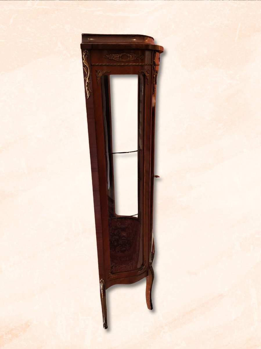 142 Cm Display Case, Wood Veneered And Decorated With Bronze, France, Late 19th Century-photo-4