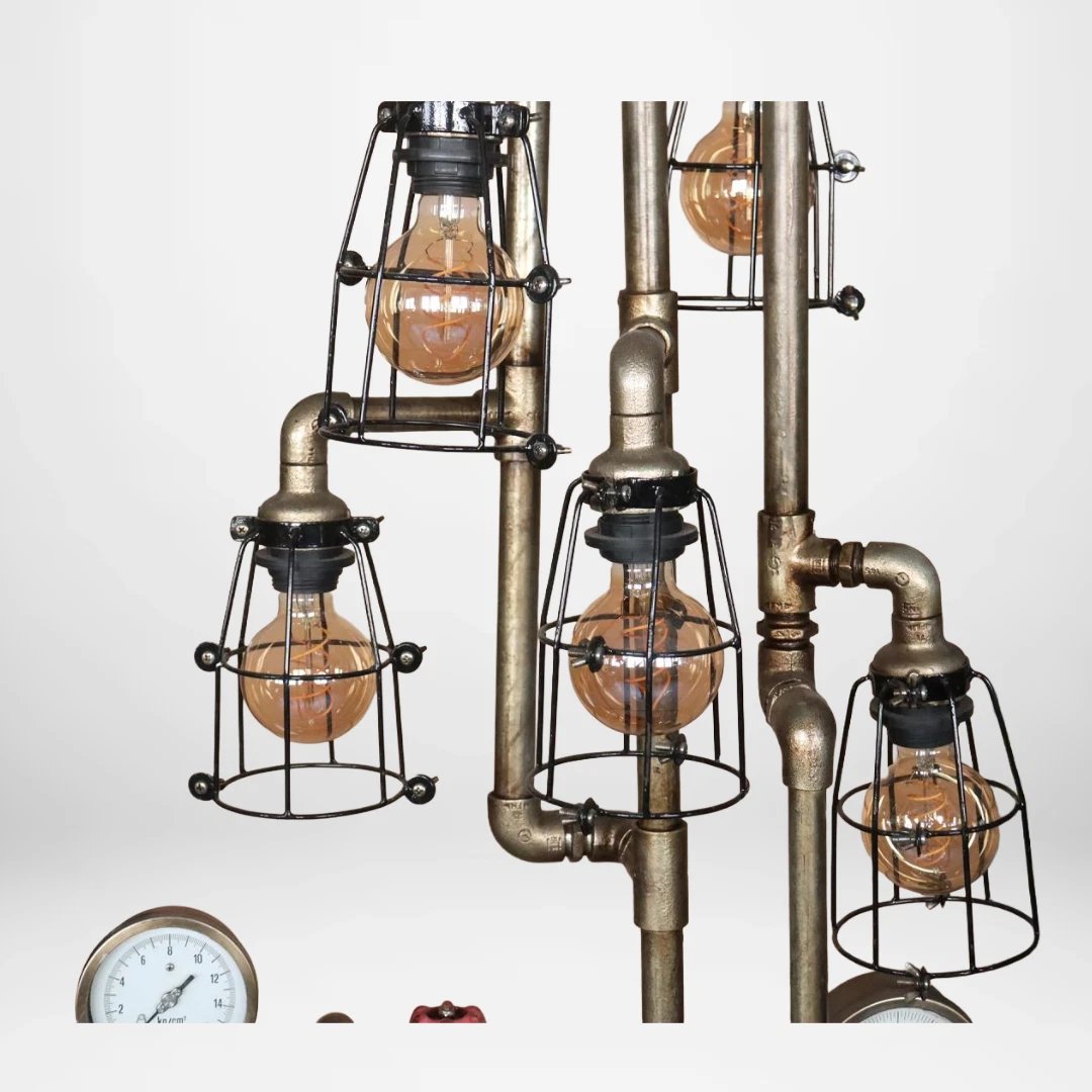 Lampadaire design 200cm, fabriqué à partir d'une ancienne bouche d'incendie, style industriel-photo-2