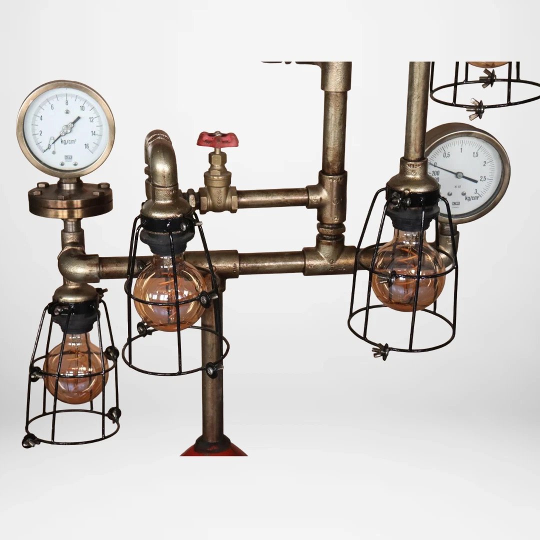 Lampadaire design 200cm, fabriqué à partir d'une ancienne bouche d'incendie, style industriel-photo-3