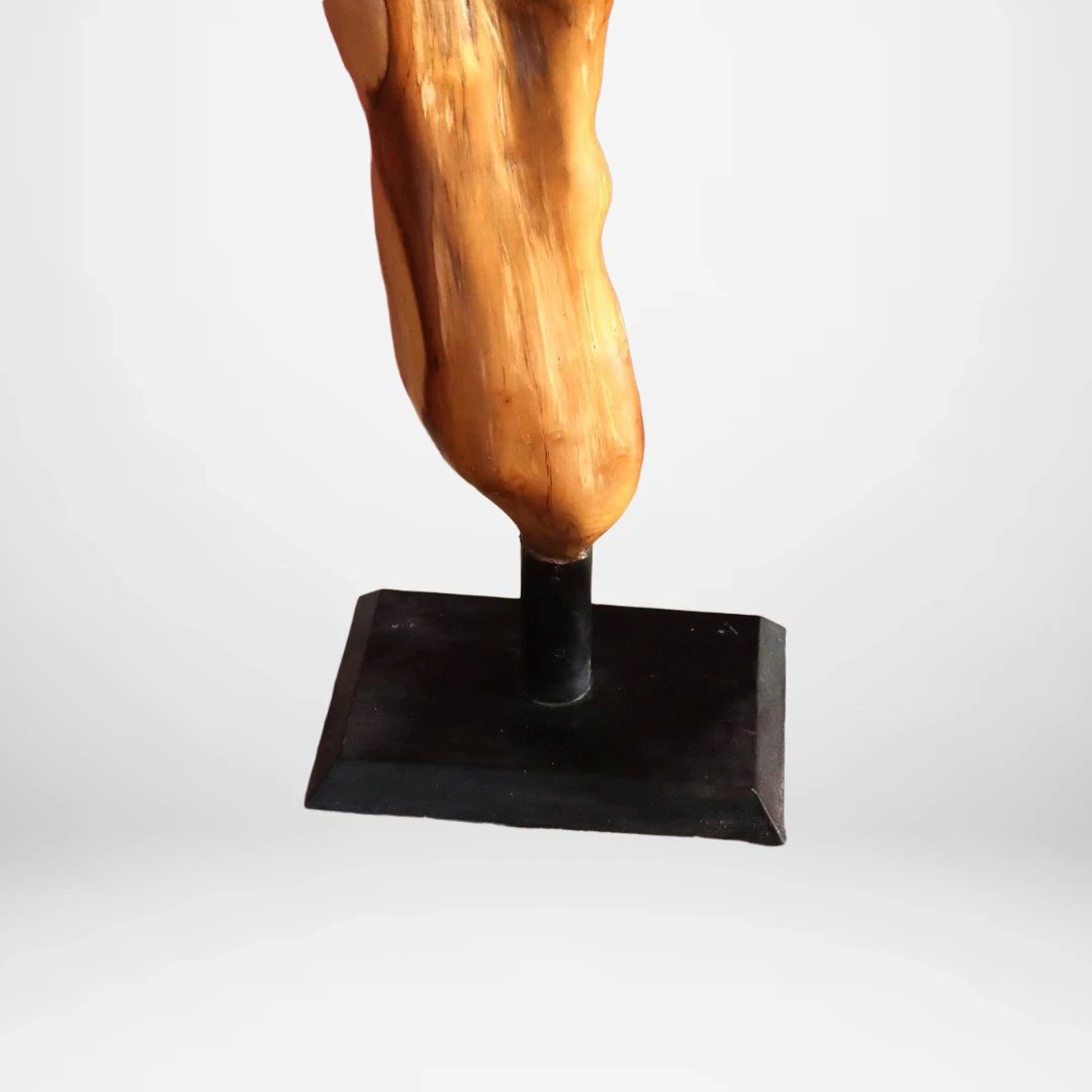 Sculpture design de 153 cm en racine de teck avec socle-photo-3