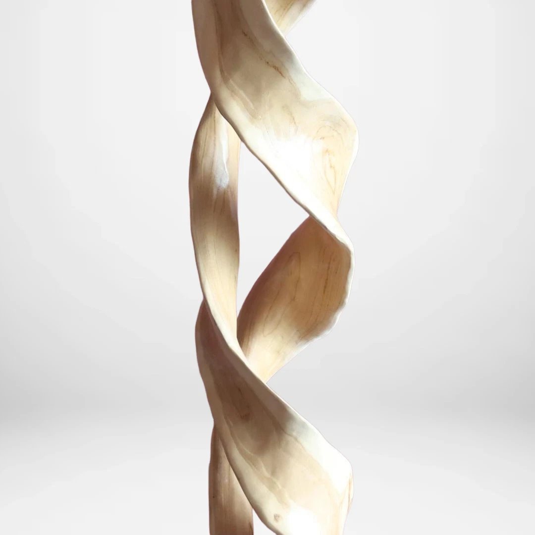 Sculpture design de 165 cm en racine de teck avec socle.-photo-3