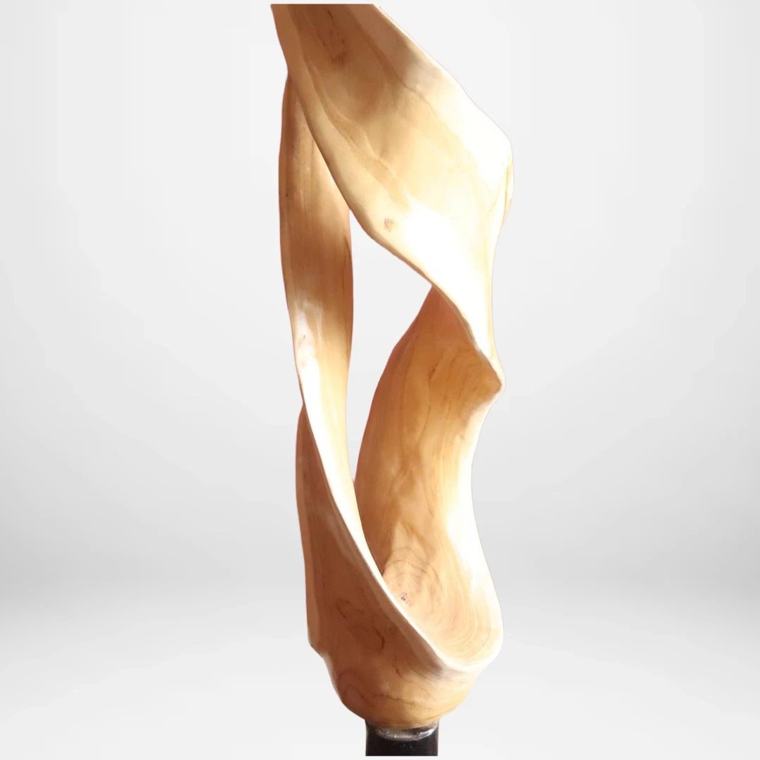 Sculpture design de 165 cm en racine de teck avec socle.-photo-4