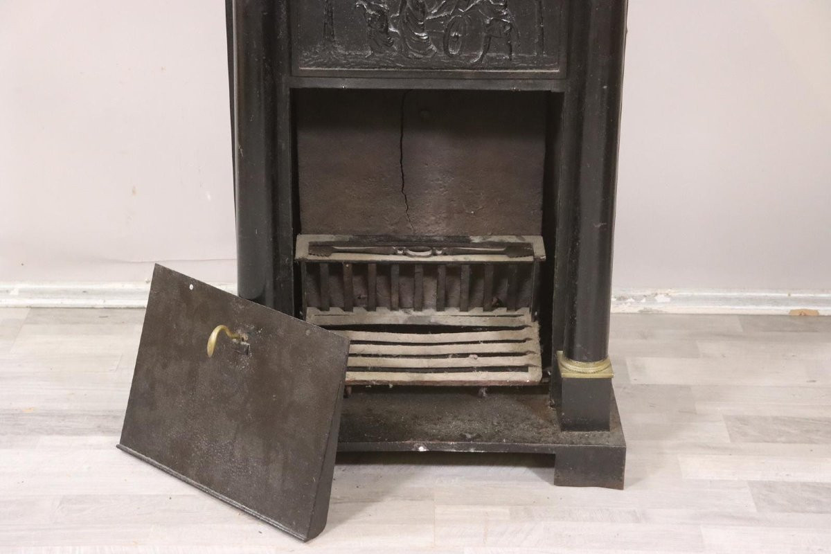 Empire Stove With Cast Iron Columns, Bronze Ornaments And Marble Top, Circa 1800-photo-3