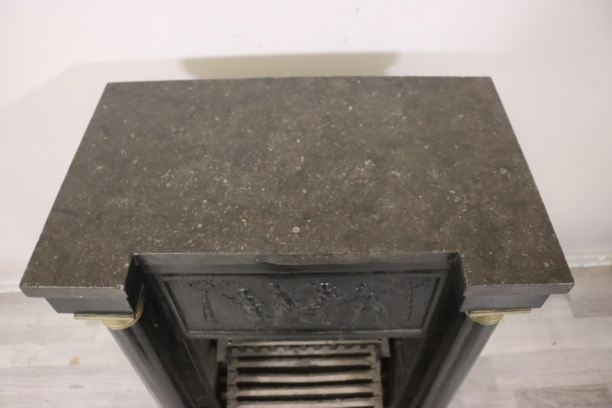 Empire Stove With Cast Iron Columns, Bronze Ornaments And Marble Top, Circa 1800-photo-4