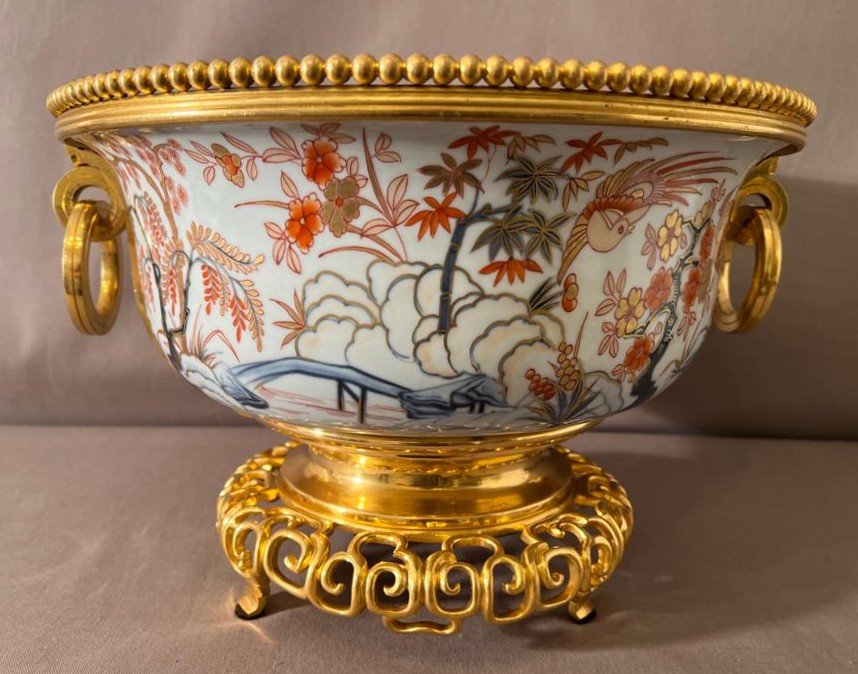 Large Imari Porcelain Cup And Gilt Bronze Mount Nineteenth-photo-6