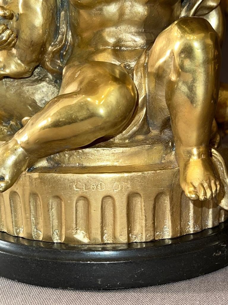 Paire Des Coupes  En Marbre Et Bronze Doré d'Après Clodion XIXème -photo-7