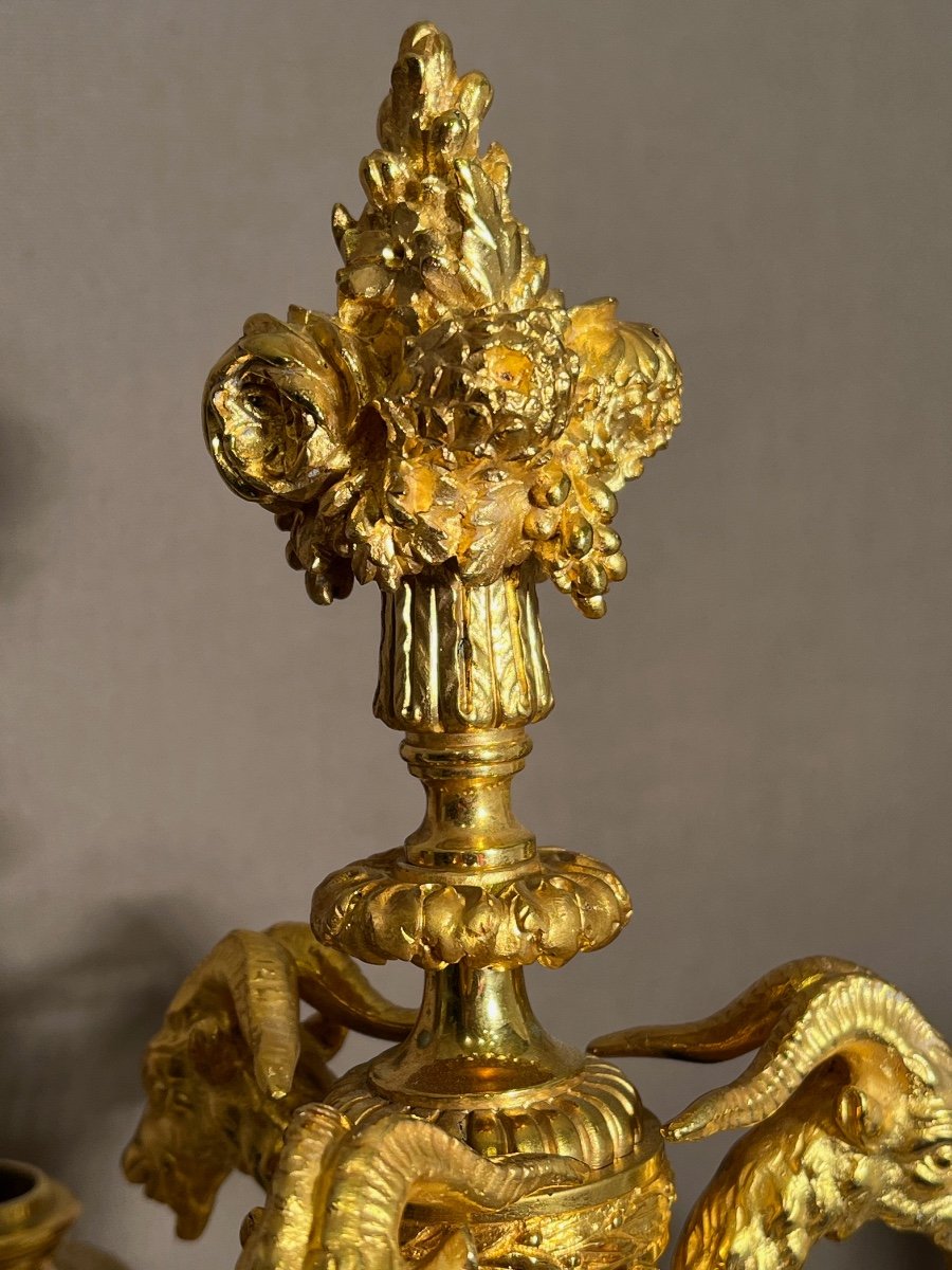 Pair Of Candelabras In Gilt Bronze F. Barbedienne Nineteenth-photo-3