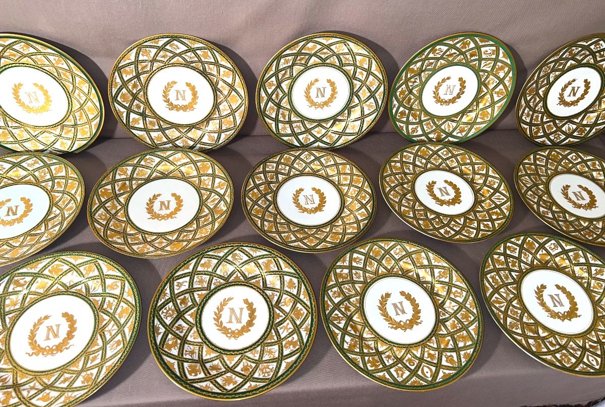 14 Very Beautiful Porcelain Plates Imperial Manufacture Of Sèvres Nineteenth-photo-4