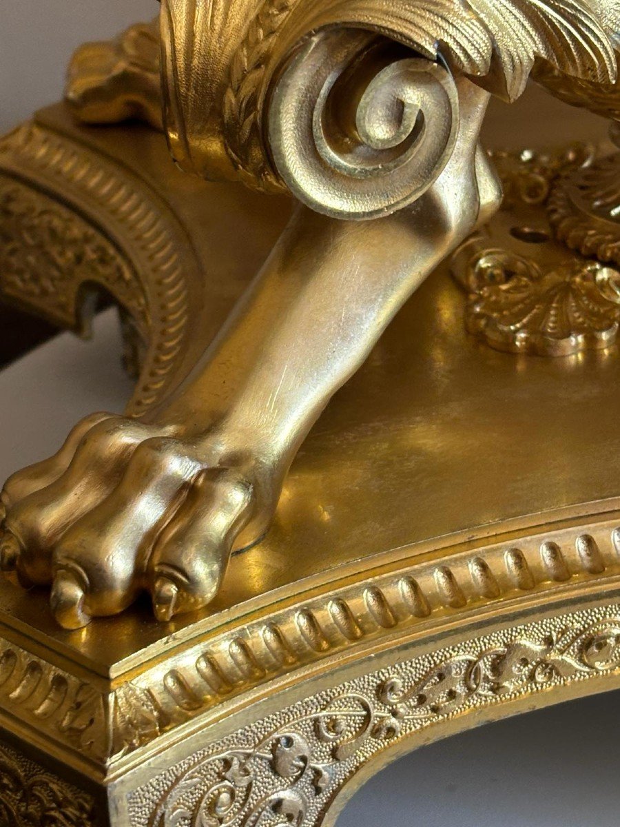 Very Important Centerpiece, 19th Century Planter, In Chiseled Gilded Bronze.-photo-6