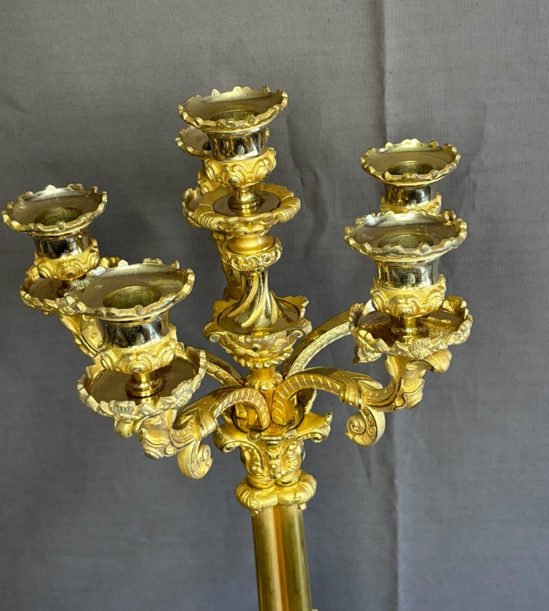 Pair Of Large Candelabras From The Louis-philippe Period From The 19th Century-photo-2