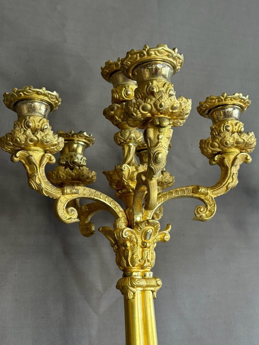 Pair Of Large Candelabras From The Louis-philippe Period From The 19th Century-photo-3