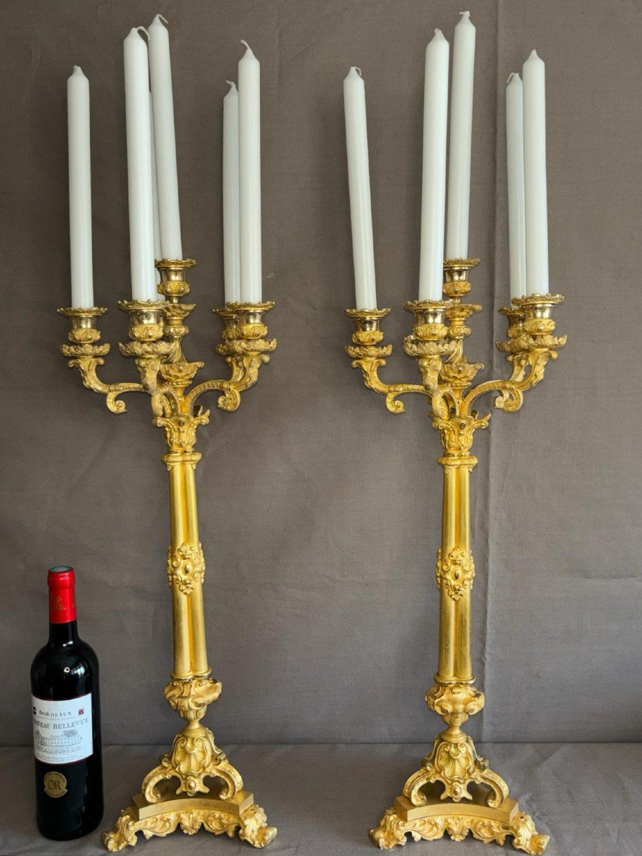 Pair Of Large Candelabras From The Louis-philippe Period From The 19th Century