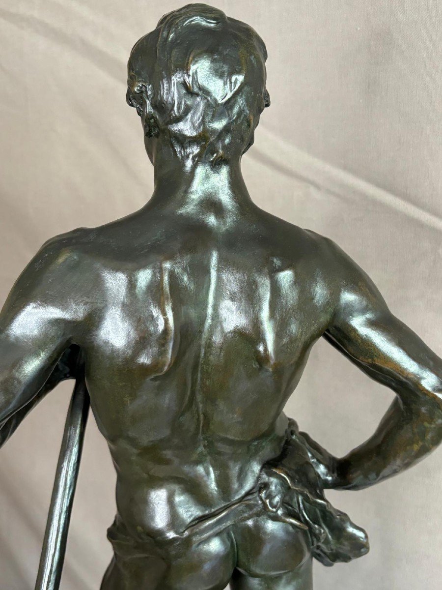 Bronze Statue Young Blacksmith, Georges Bareau (1866-1931) Founder "f. Barbedienne" Paris-photo-6