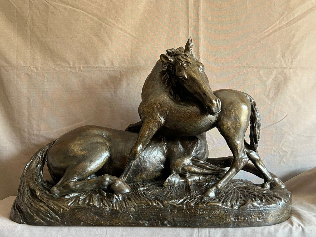 Très Important Sculpture l'Accolade En Bronze Monumental -photo-2