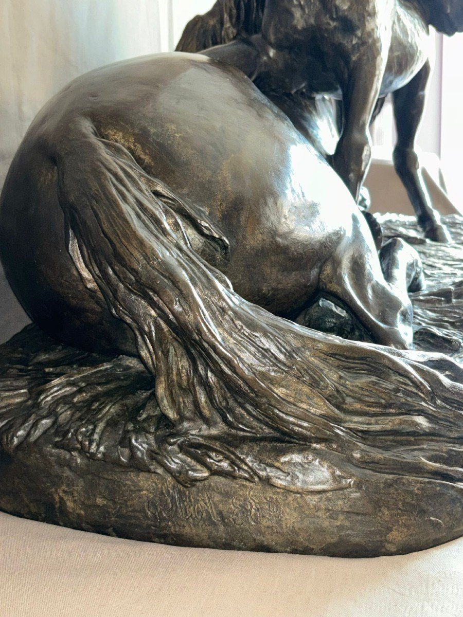Très Important Sculpture l'Accolade En Bronze Monumental -photo-7