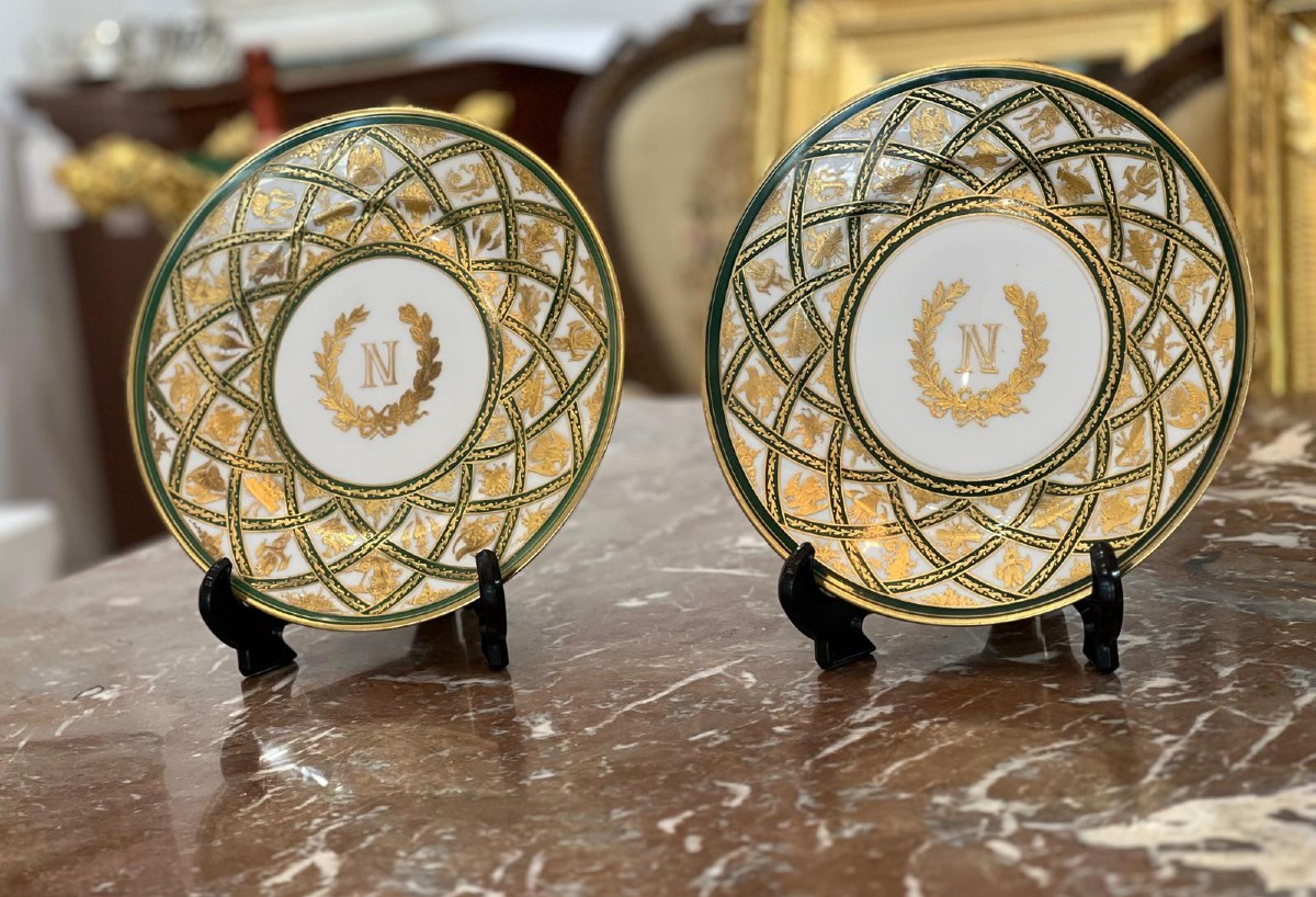 Pair Of Porcelain Plates, 19th Century Imperial Sèvres Manufacture.-photo-2