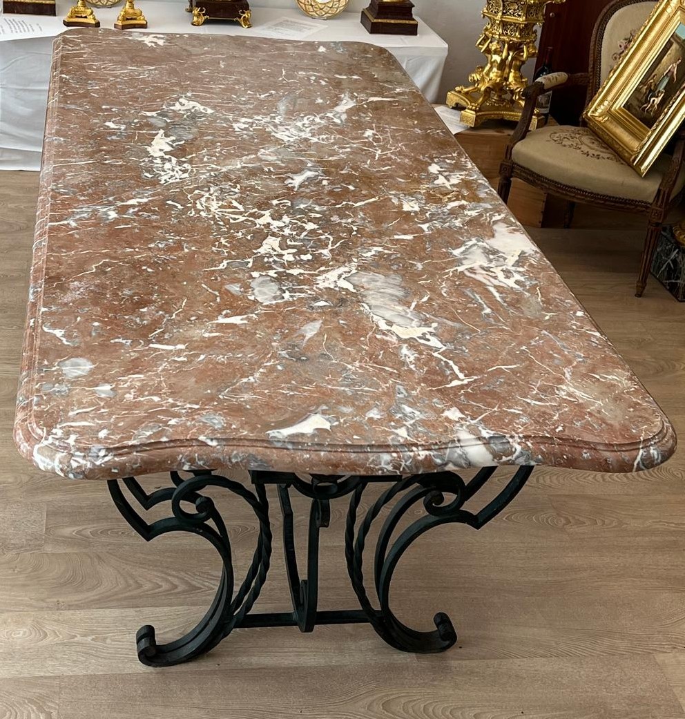 Marble And Wrought Iron Dining Table. 1940s-1950s-photo-3