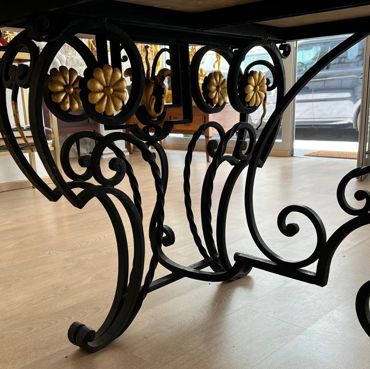 Marble And Wrought Iron Dining Table. 1940s-1950s-photo-2
