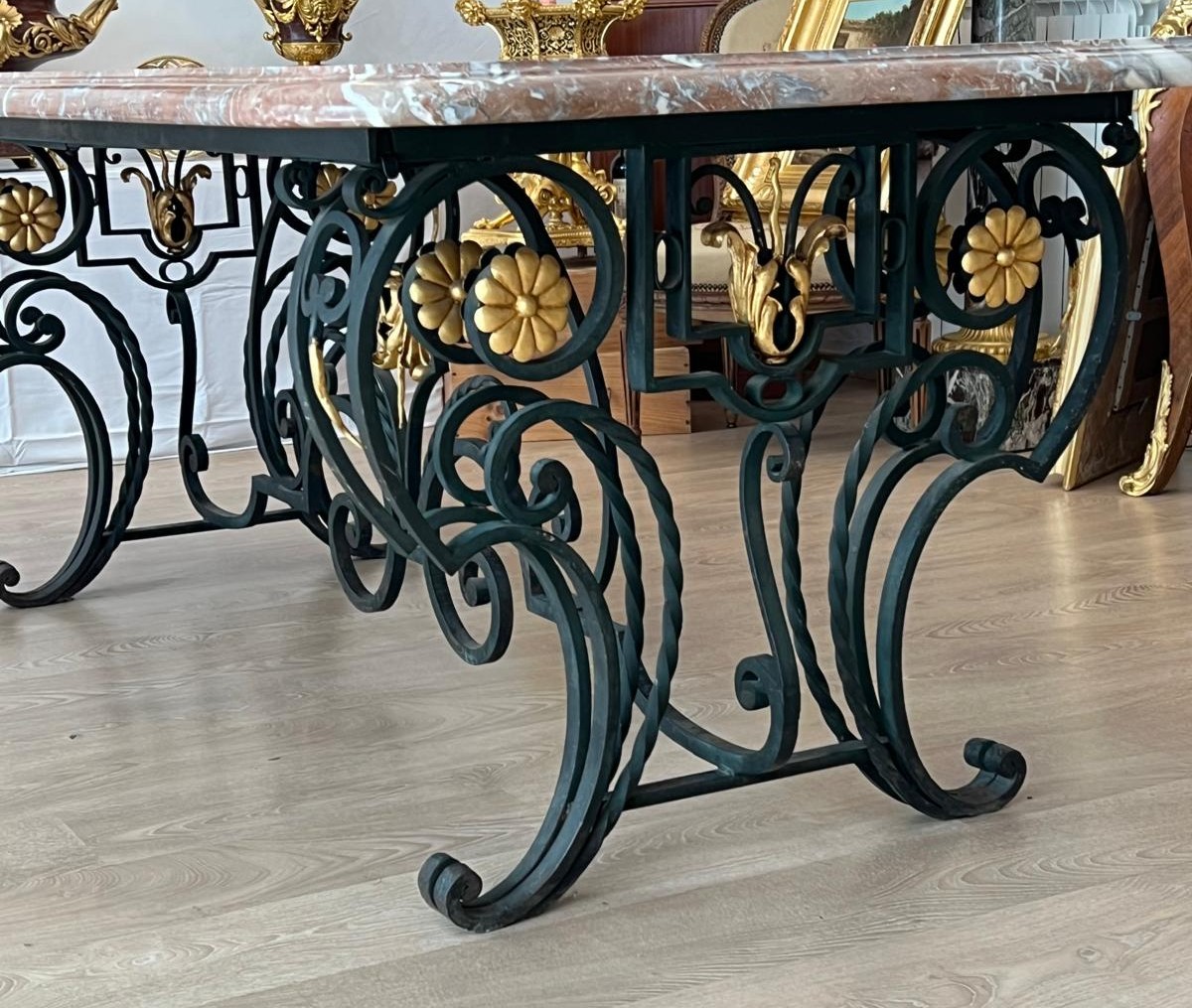 Marble And Wrought Iron Dining Table. 1940s-1950s-photo-4