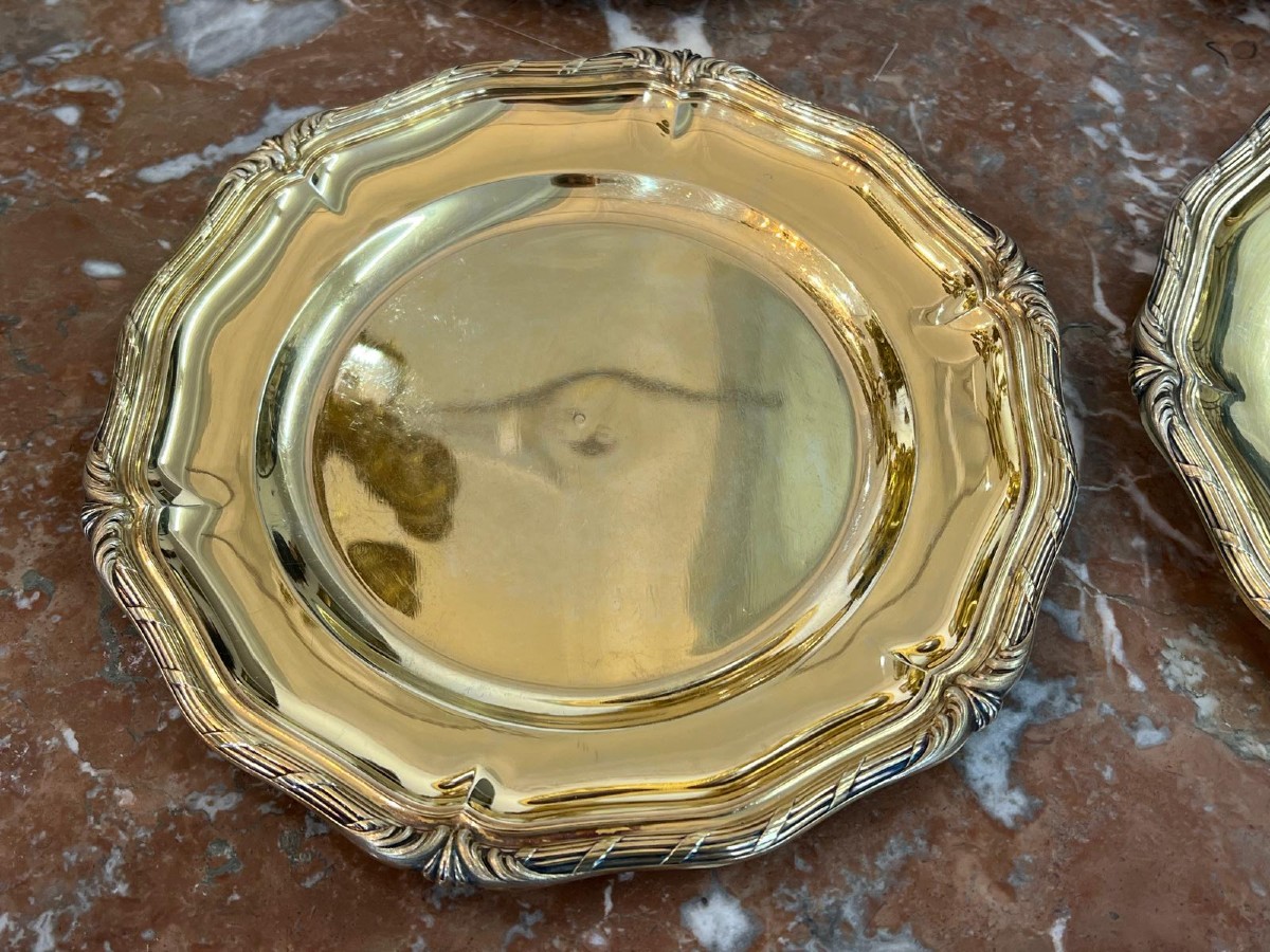 Six Plates In Solid Silver Gilt Jean-baptiste Gustave Odiot Paris-photo-4