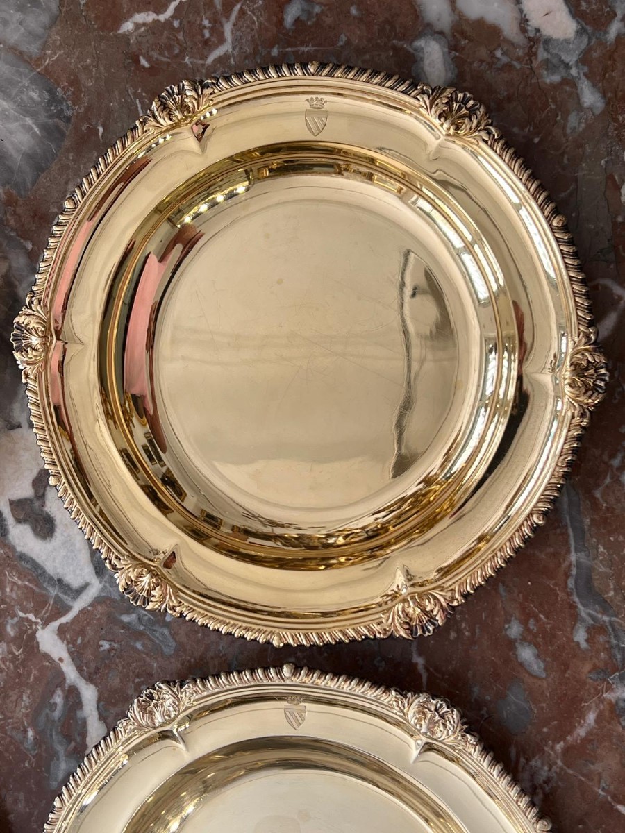 6 English Silver Plates In Sterling Silver, By William Ker Reid -photo-4