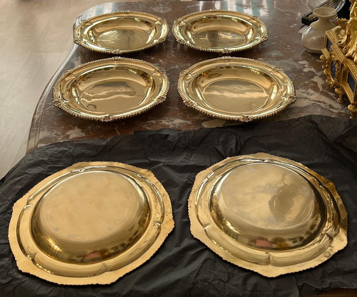 6 English Silver Plates In Sterling Silver, By William Ker Reid -photo-1