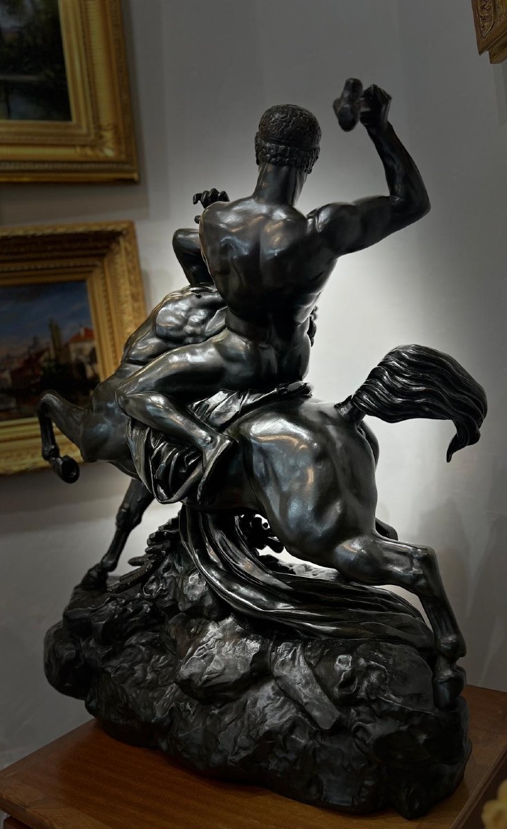 ANTOINE-LOUIS BARYE (1796-1875) "Thésée combattant le Centaure Biénor"-photo-3