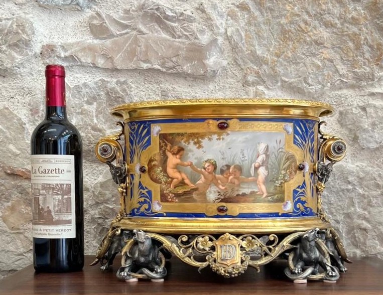 Sèvres Porcelain Planter Signed Wiese, Paris 1860-photo-3