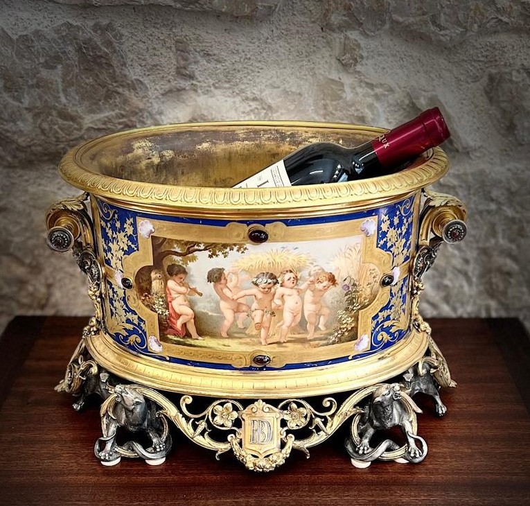 Sèvres Porcelain Planter Signed Wiese, Paris 1860-photo-4