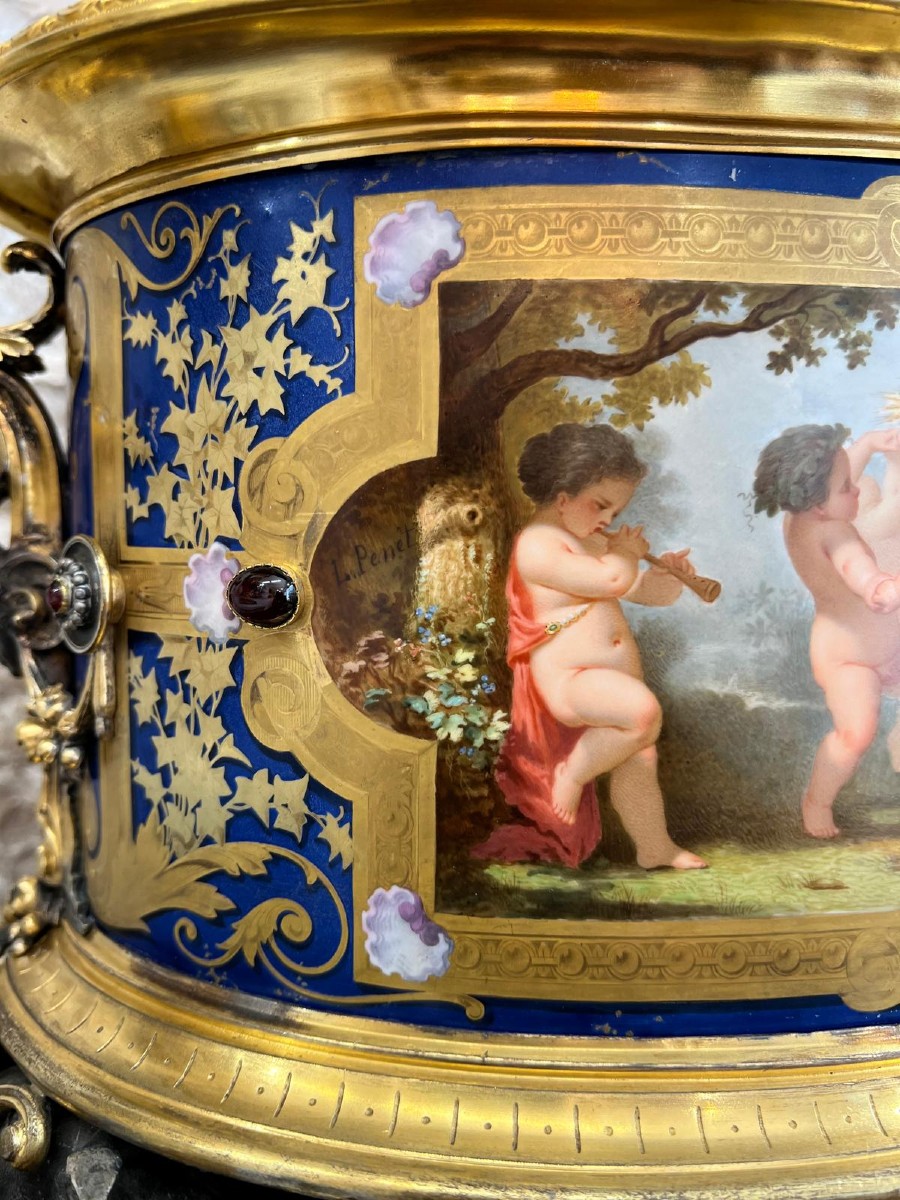 Sèvres Porcelain Planter Signed Wiese, Paris 1860-photo-1