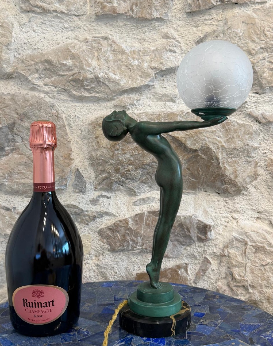Art Deco Nude Standing Lamp With Lumina Globe By Max Le Verrier-photo-3
