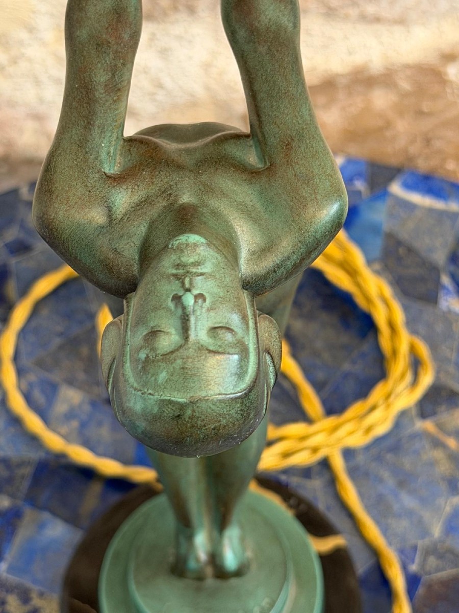Art Deco Nude Standing Lamp With Lumina Globe By Max Le Verrier-photo-1