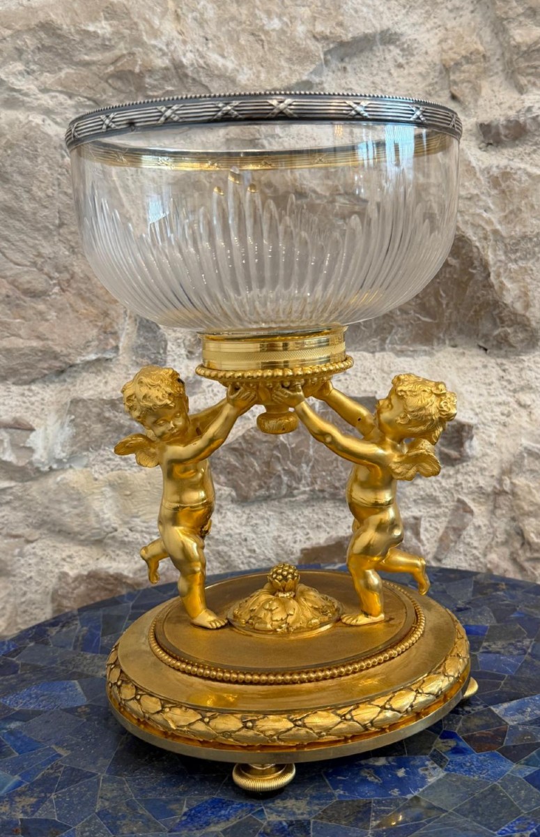 Gilt Bronze And Crystal Bowl Napoleon III Period-photo-3
