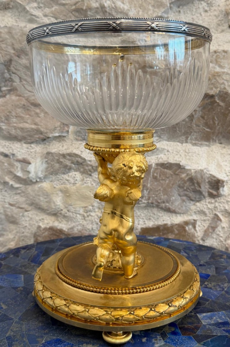 Gilt Bronze And Crystal Bowl Napoleon III Period-photo-2