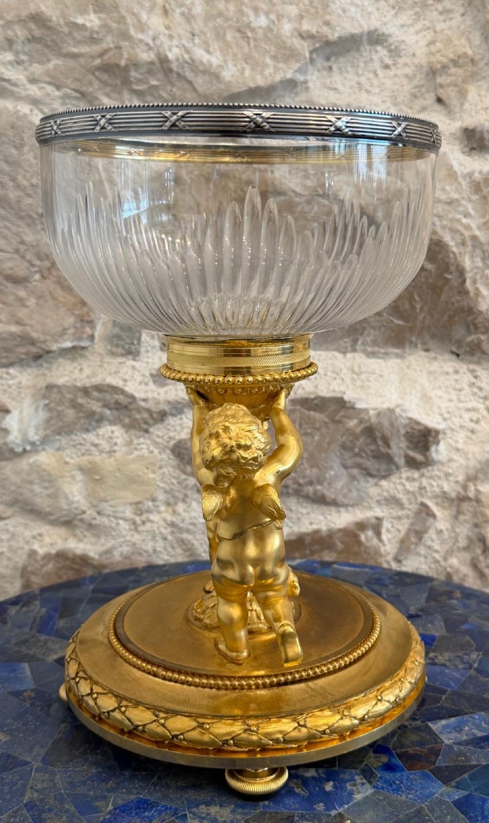 Gilt Bronze And Crystal Bowl Napoleon III Period-photo-3