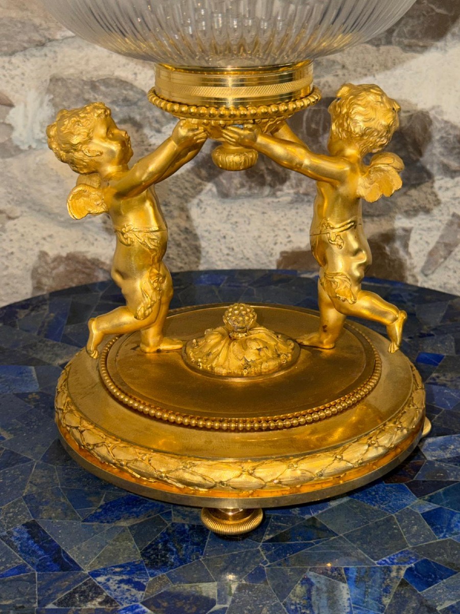Gilt Bronze And Crystal Bowl Napoleon III Period-photo-5