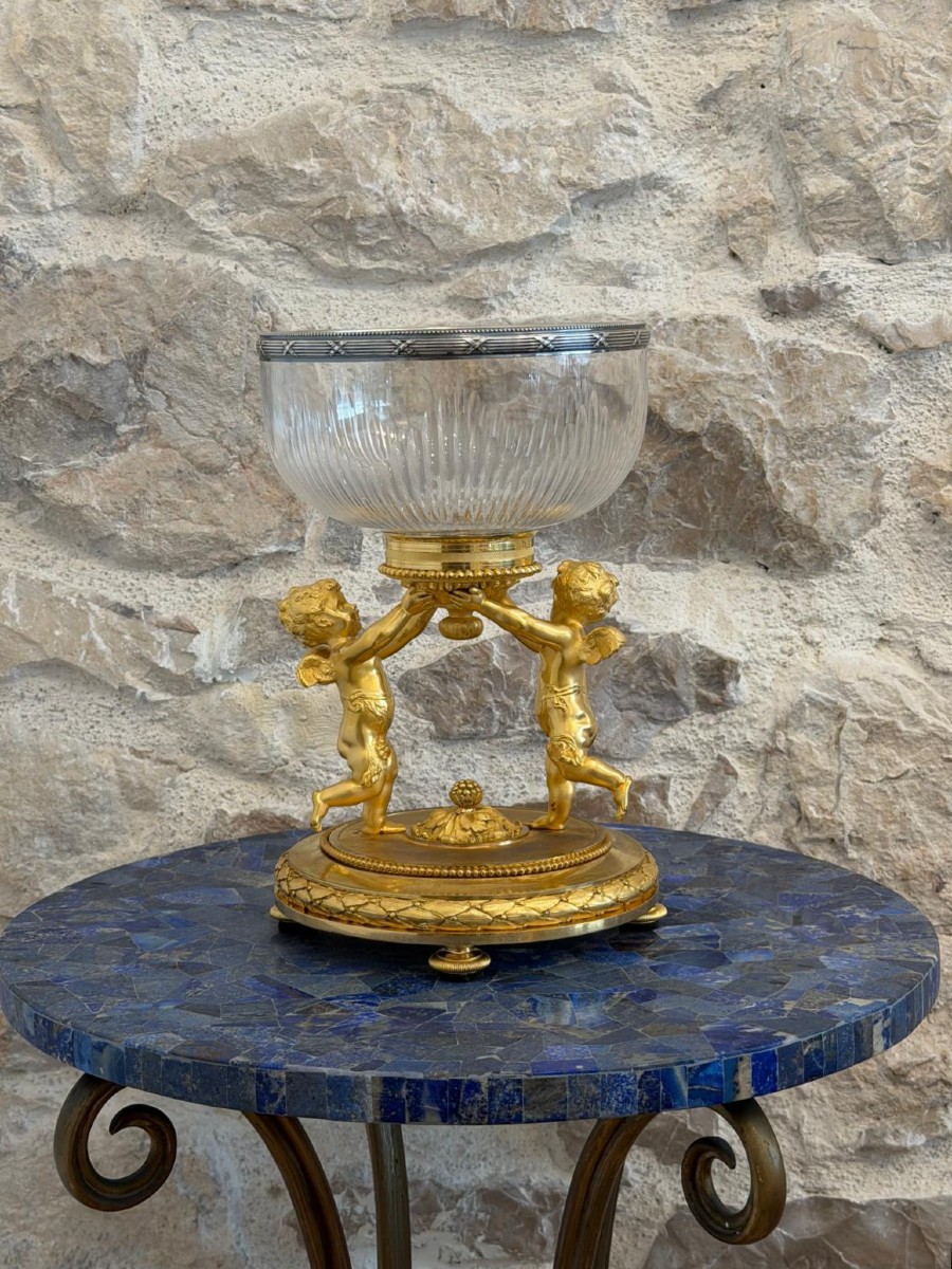 Gilt Bronze And Crystal Bowl Napoleon III Period-photo-6