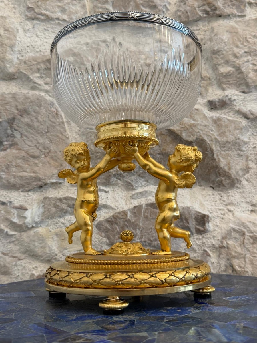 Gilt Bronze And Crystal Bowl Napoleon III Period-photo-8