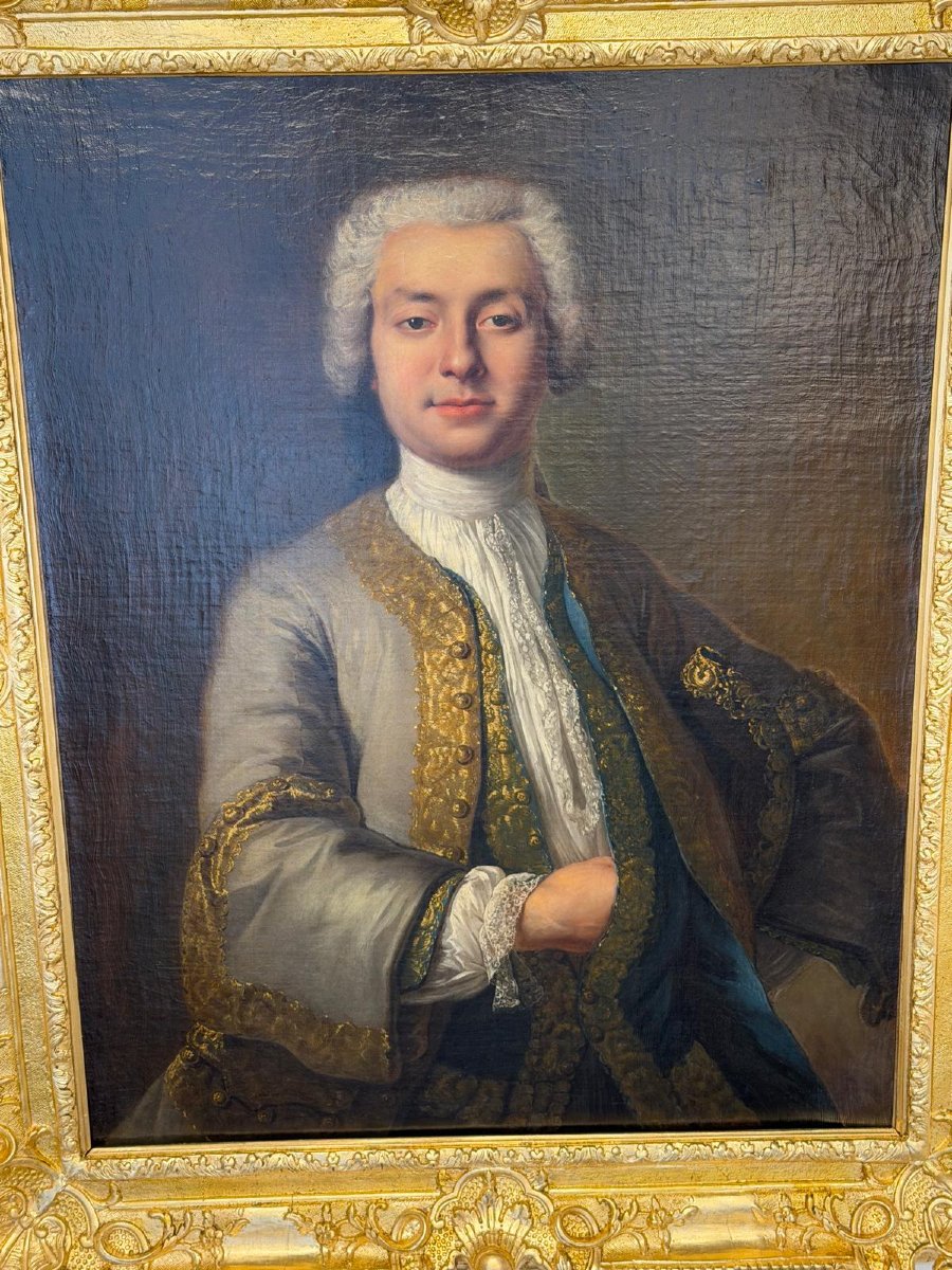 Portrait de gentilhomme vers 1730, entourage de Louis Tocqué-photo-3