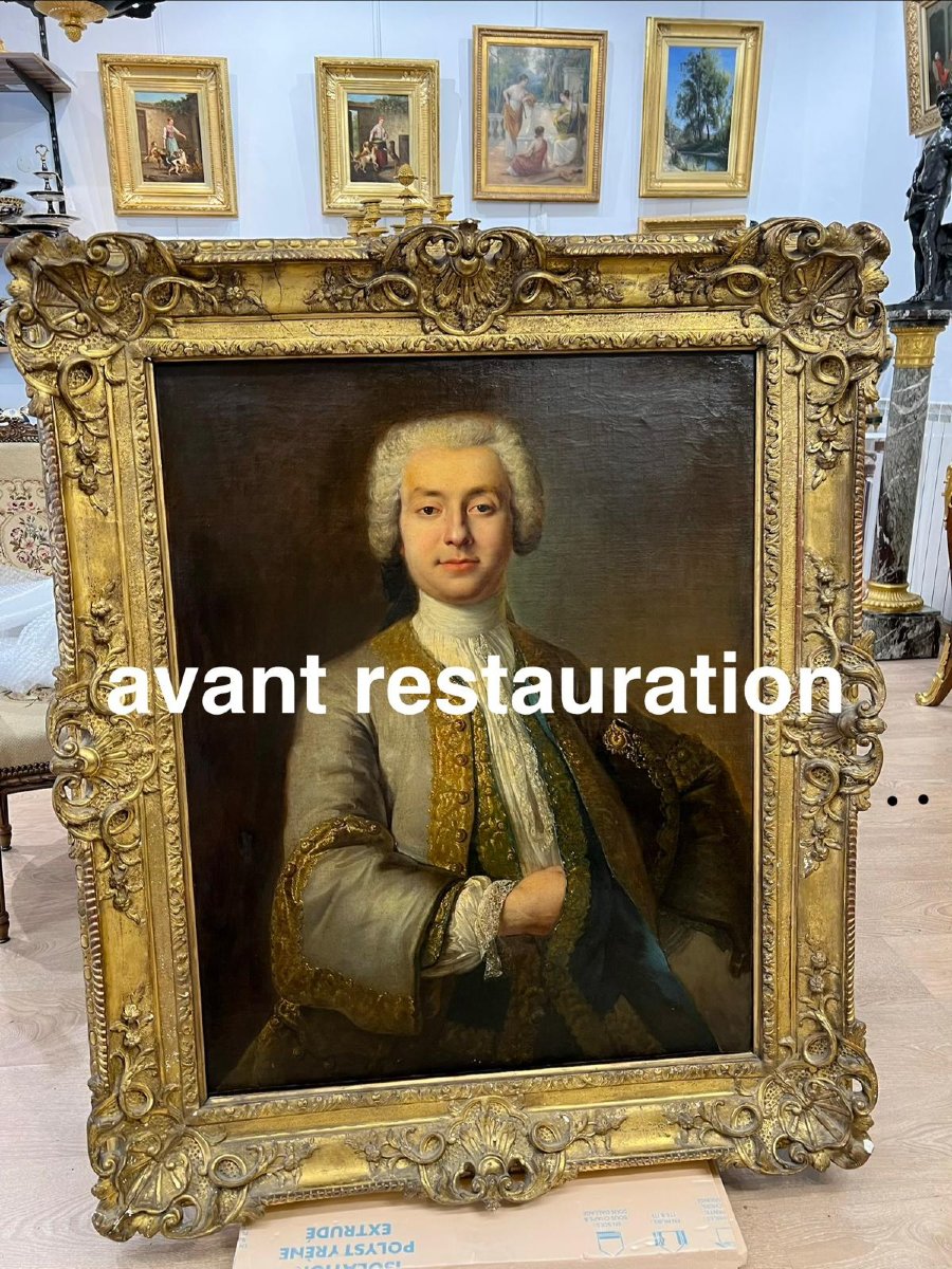 Portrait de gentilhomme vers 1730, entourage de Louis Tocqué-photo-7