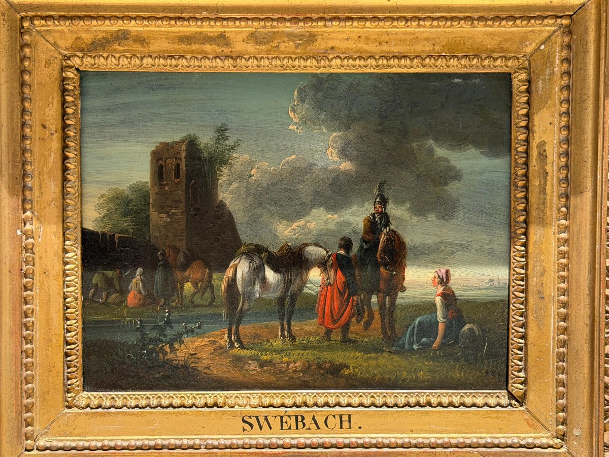 Pair de peintures par Jacques François Joseph SWEBACH (1769-1823)-photo-4